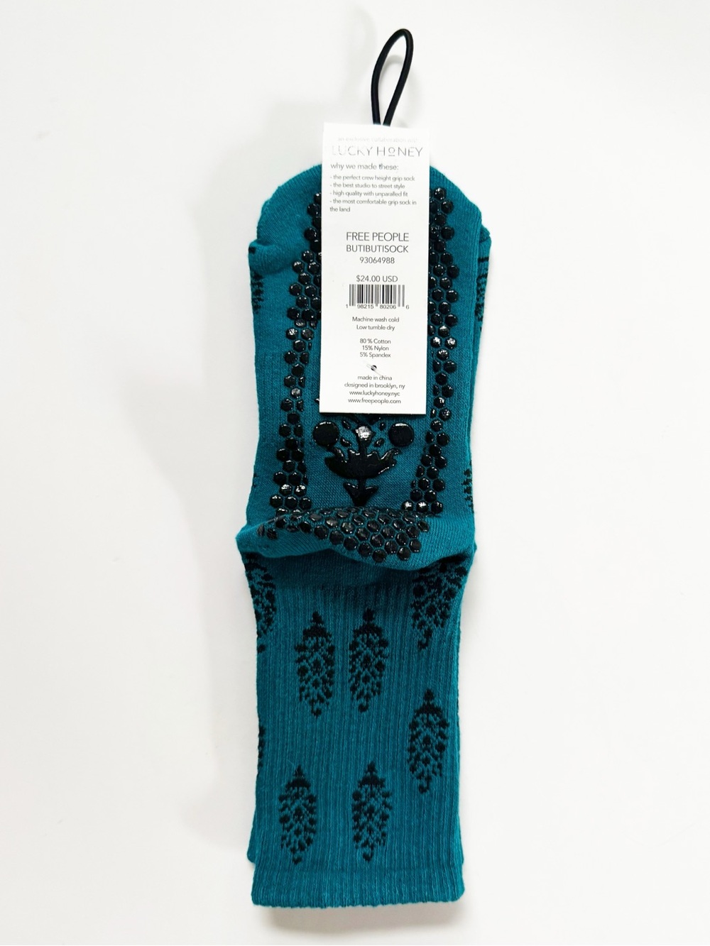 Free People x Lucky Honey Buti Buti Pilates Grip Socks – Teal | NWT - Picture 3 of 6